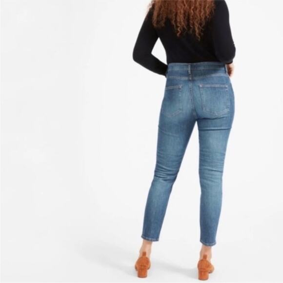 EVERLANE Blue Mid Wash High Rise Denim Skinny Straight Leg Ankle Jean Jeans 26 - Picture 2 of 15